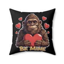Load image into Gallery viewer, Black Bigfoot ‘Be Mine’ Valentines Throw Pillow