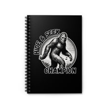 Load image into Gallery viewer, Black Hide & Seek Bigfoot Spiral Notebook - Ruled Line