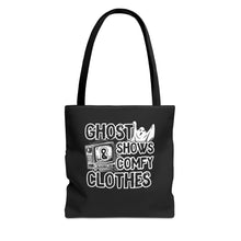 Load image into Gallery viewer, Black Ghosts Shows & Comfy Clothes Tote Bag