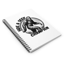 Load image into Gallery viewer, White Hide & Seek Bigfoot Spiral Notebook - Ruled Line