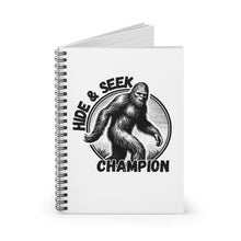 Load image into Gallery viewer, White Hide & Seek Bigfoot Spiral Notebook - Ruled Line