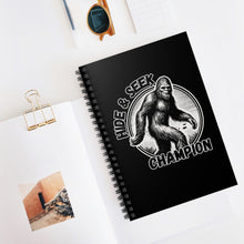 Load image into Gallery viewer, Black Hide & Seek Bigfoot Spiral Notebook - Ruled Line