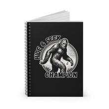 Load image into Gallery viewer, Black Hide & Seek Bigfoot Spiral Notebook - Ruled Line
