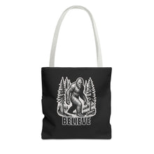 Load image into Gallery viewer, Black Bigfoot Believe Tote Bag