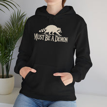 Load image into Gallery viewer, Must Be a Demon Raccoon Hoodie — Funny Goth Animal Graphic Sweatshirt