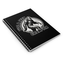 Load image into Gallery viewer, Black Hide & Seek Bigfoot Spiral Notebook - Ruled Line