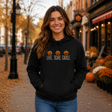 Load image into Gallery viewer, Live Scare Cackle Pumpkin Hoodie