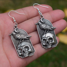 Load image into Gallery viewer, Skull & Raven Drop Earrings