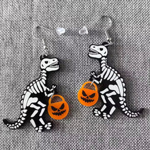 Load image into Gallery viewer, Trick Or Treat Dino Drop Earrings