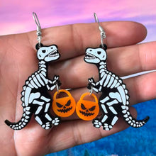 Load image into Gallery viewer, Trick Or Treat Dino Drop Earrings