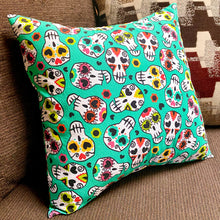 Load image into Gallery viewer, Teal Sugar Skull Pillow Sham