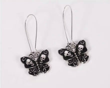 Load image into Gallery viewer, Moth and Skulls Hoop Earrings