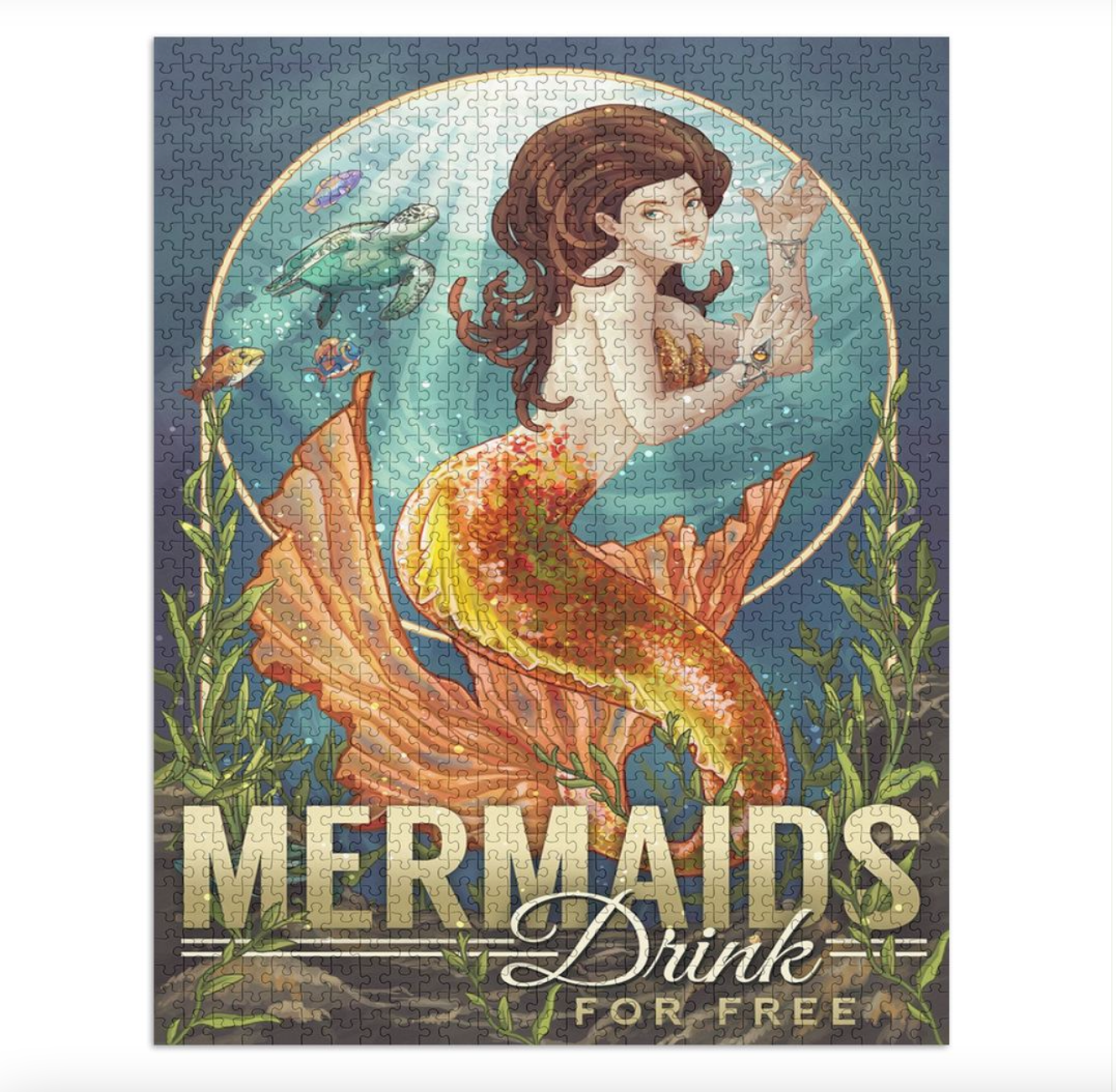 mermaids-drink-for-free-puzzle-wickedly-williams for Free Printable Mermaid Wall Art Mermaids Drink For Free Puzzle – Wickedly Williams for Free Printable Mermaid Wall Art