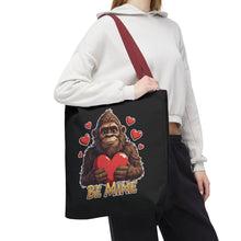 Load image into Gallery viewer, Black Bigfoot "Be Mine" Valentine Tote Bag
