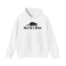 Load image into Gallery viewer, Must Be a Demon Raccoon Hoodie — Funny Goth Animal Graphic Sweatshirt
