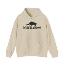 Load image into Gallery viewer, Must Be a Demon Raccoon Hoodie — Funny Goth Animal Graphic Sweatshirt
