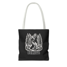 Load image into Gallery viewer, Black Bigfoot Believe Tote Bag
