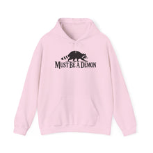 Load image into Gallery viewer, Must Be a Demon Raccoon Hoodie — Funny Goth Animal Graphic Sweatshirt
