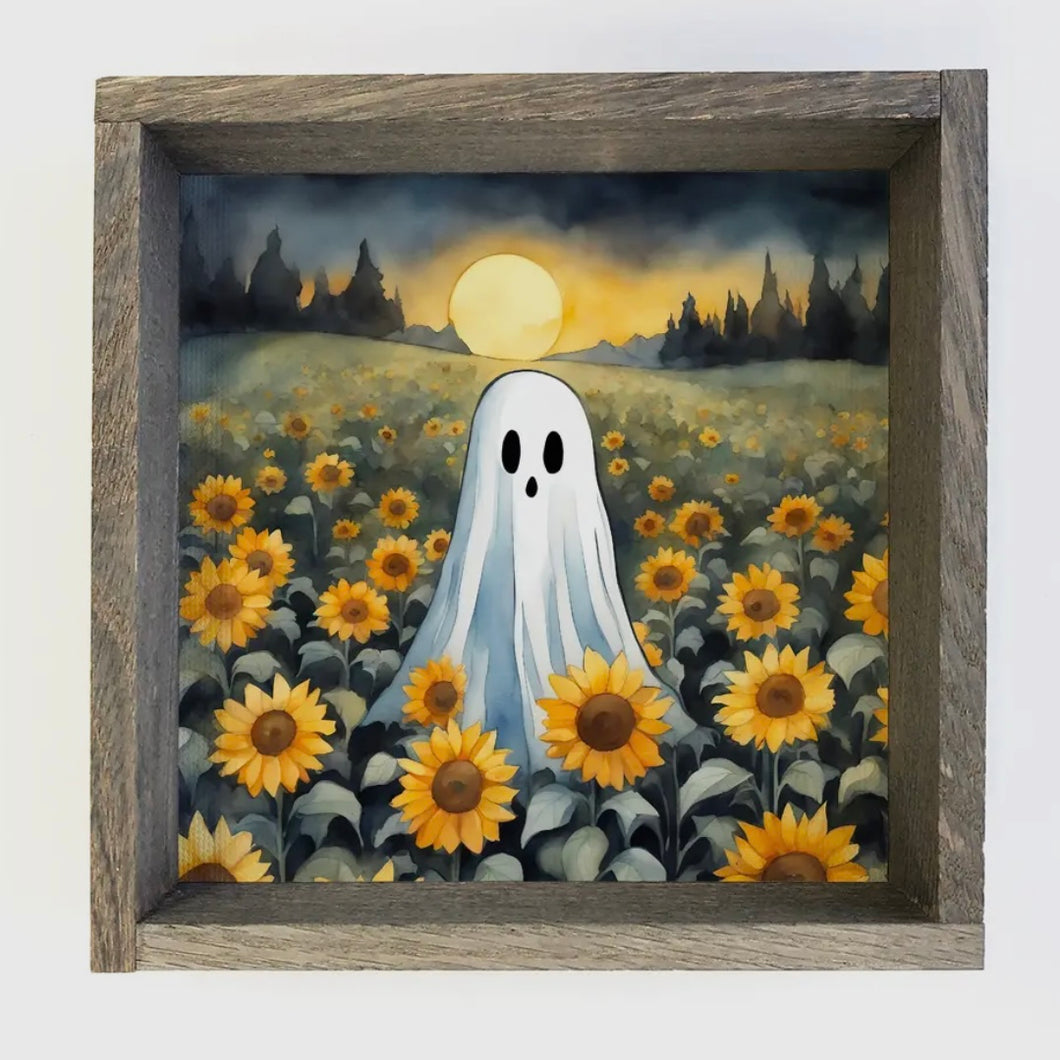 Ghost in Sunflower Field Framed Art Print
