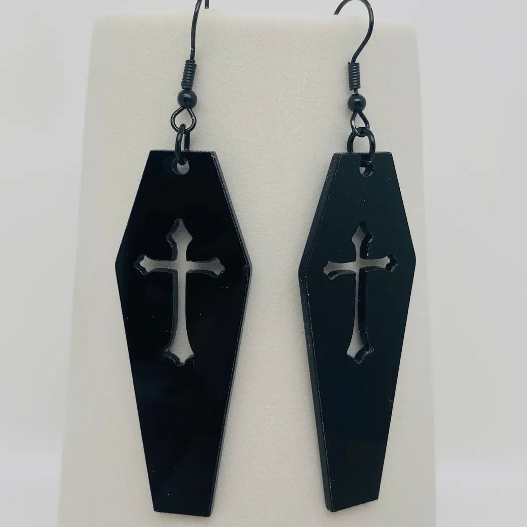 Vampire Cross Coffin Earrings