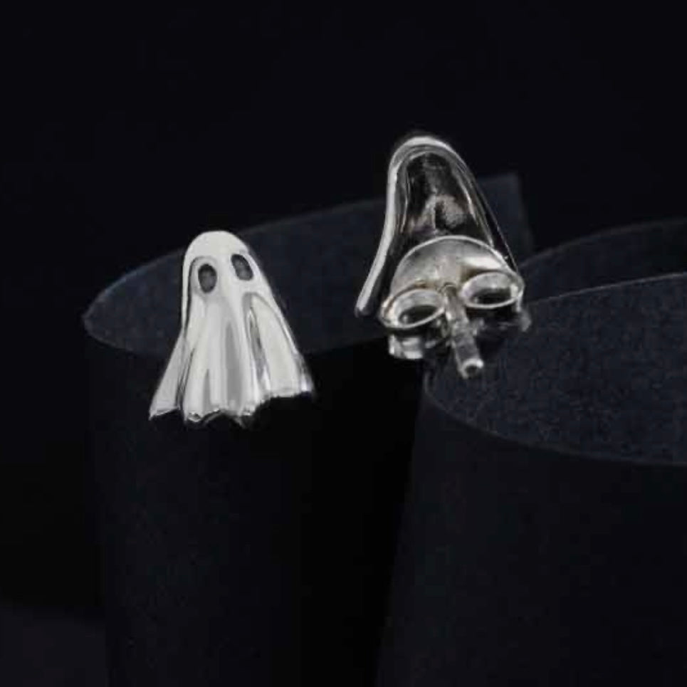 Sterling Silver 3D Ghost Studs