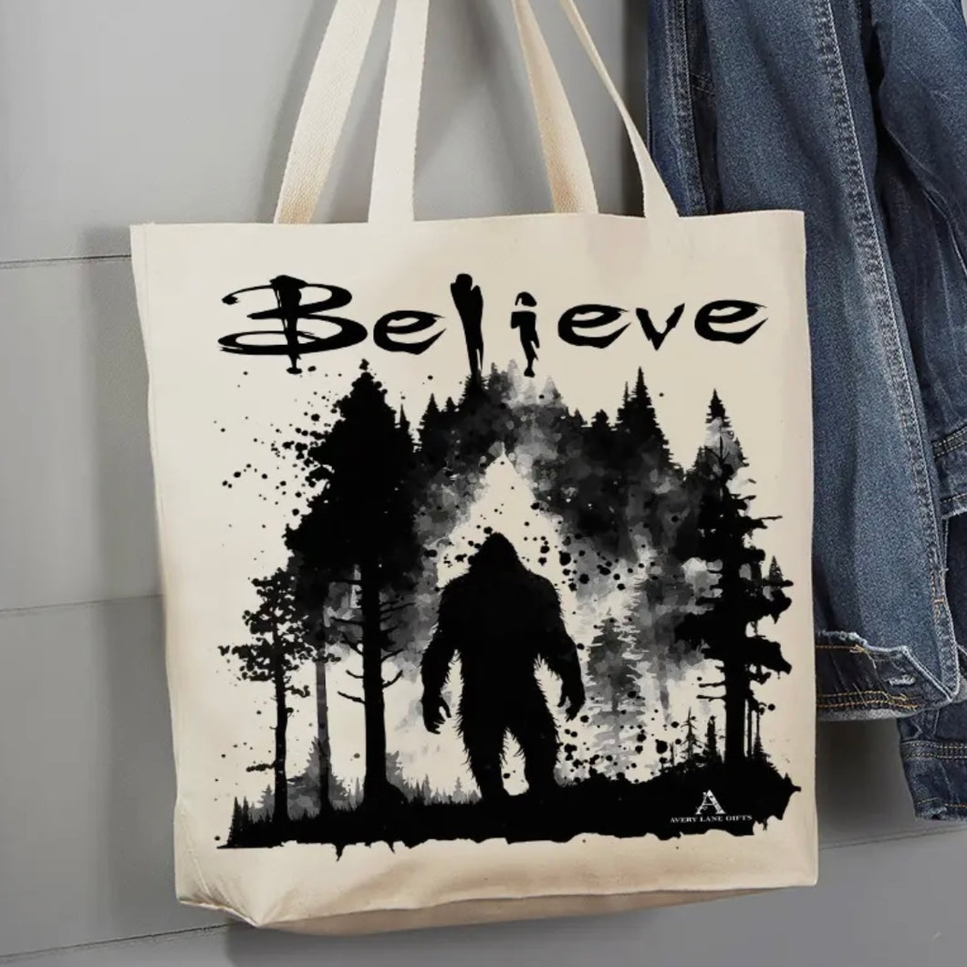 Bigfoot Believe Canvas Tote