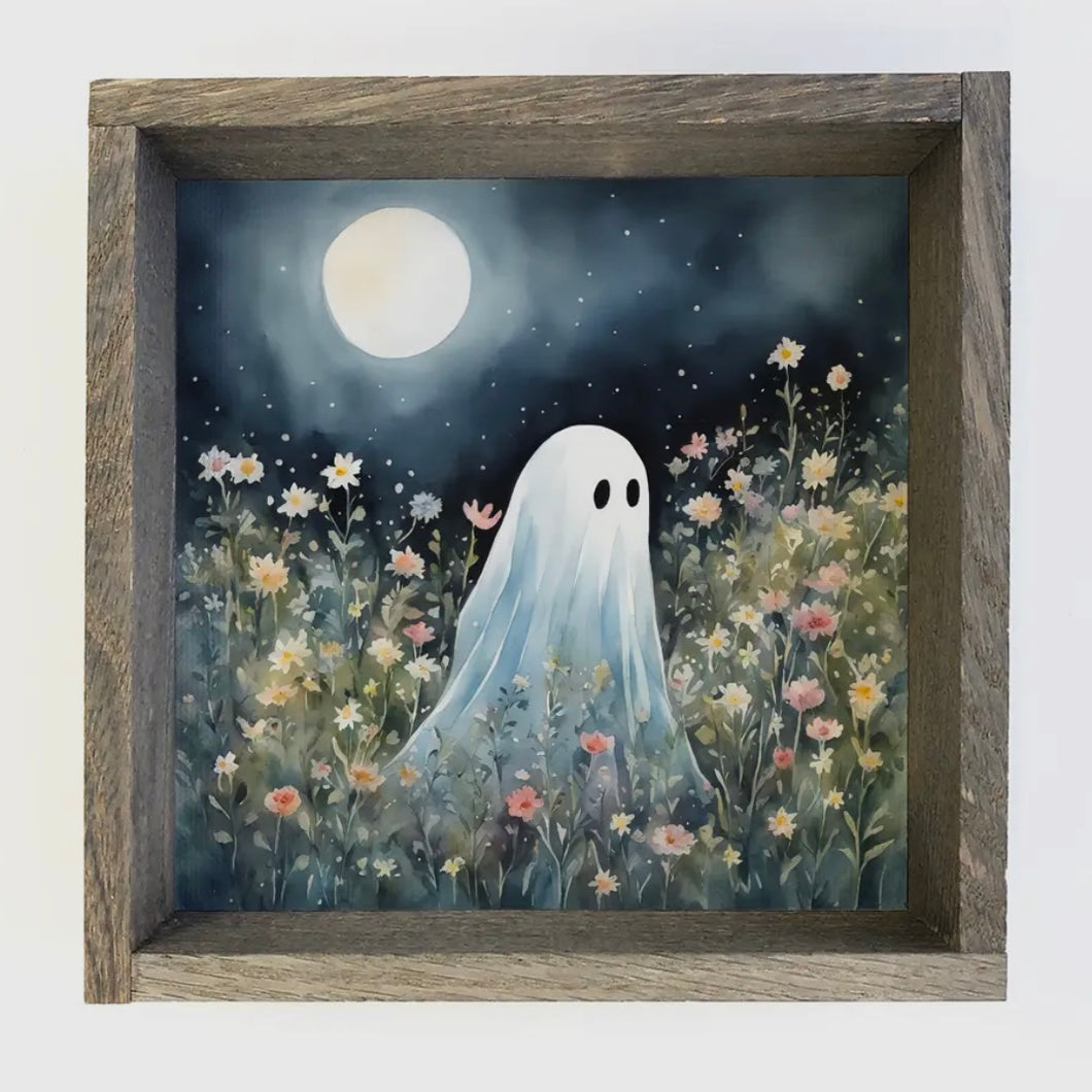 Ghost in Wildflowers Framed Art Print