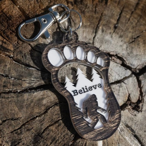 3D Layered Bigfoot Keychain