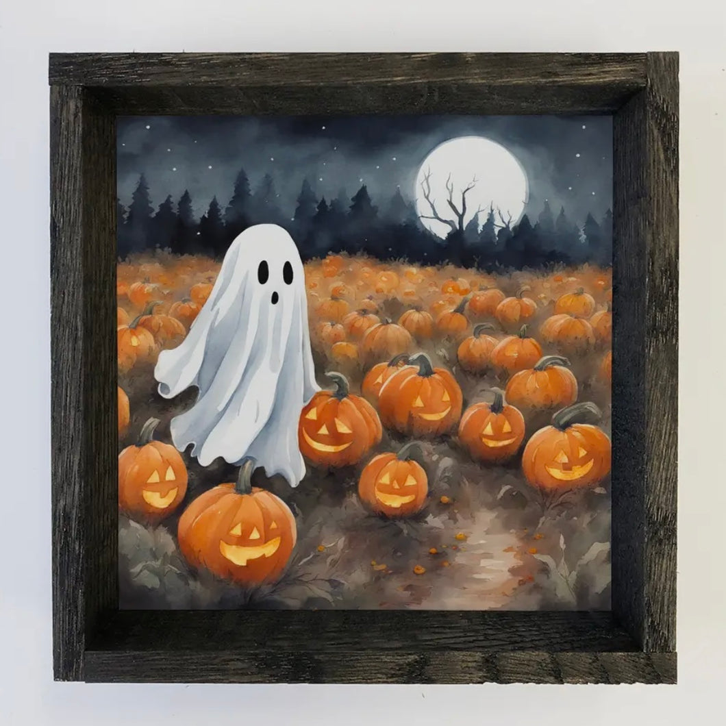 Ghost & Pumpkin Patch Framed Art