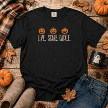 Load image into Gallery viewer, Live Scare Cackle Pumpkin T-Shirt
