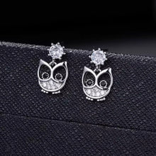 Load image into Gallery viewer, Sterling Silver Owl Drop Earrings
