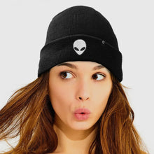 Load image into Gallery viewer, Black Embroidered Alien Beanie
