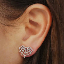 Load image into Gallery viewer, Sterling Silver Spider Web Earrings
