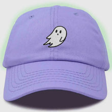 Load image into Gallery viewer, Glow in the Dark Lavender Embroidered Ghost Hat
