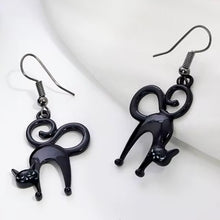 Load image into Gallery viewer, Black Cat Drop Earrings
