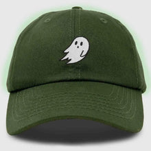 Load image into Gallery viewer, Glow in the Dark Olive Embroidered Ghost Hat
