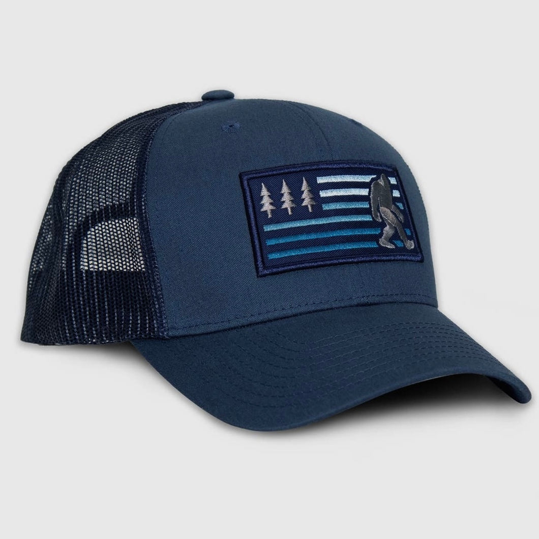 Navy Bigfoot American Flag Trucker Hat