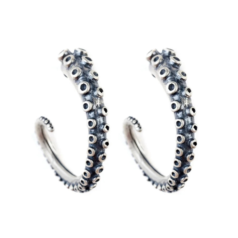 Silver Octopus Tentacle Earrings
