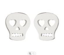 Load image into Gallery viewer, Heart Eyed Skull Stud Earrings
