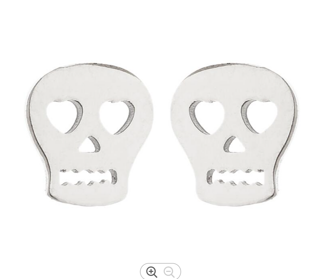 Heart Eyed Skull Stud Earrings