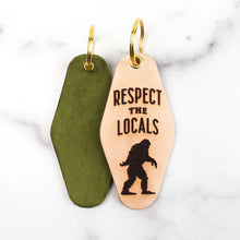 Load image into Gallery viewer, Respect The Locals - Bigfoot Leather &amp; Velvet Keychain
