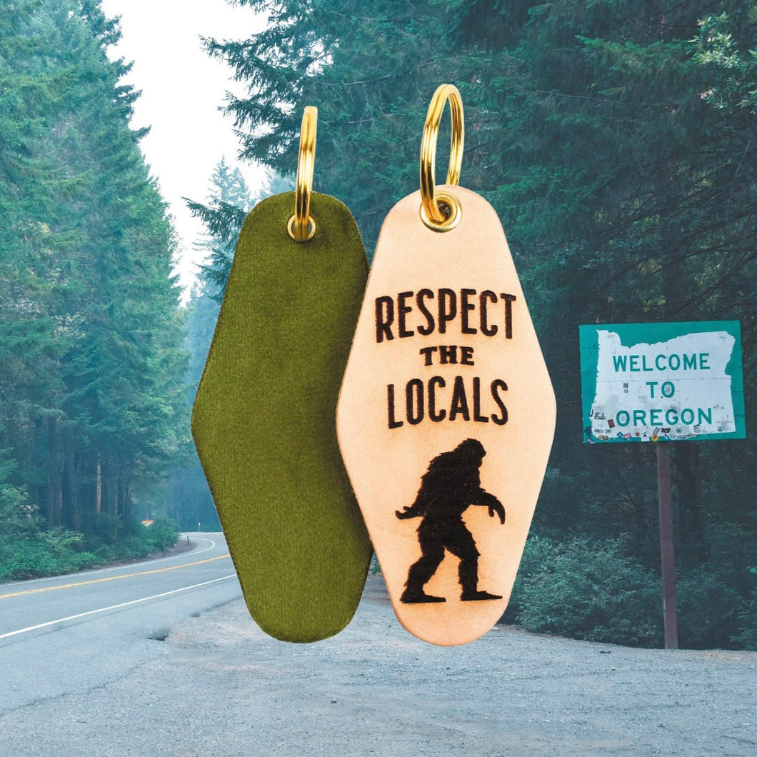 Respect The Locals - Bigfoot Leather & Velvet Keychain