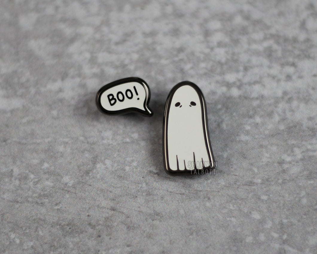 Boo! Glow in the Dark Ghost Enamel Pin Set
