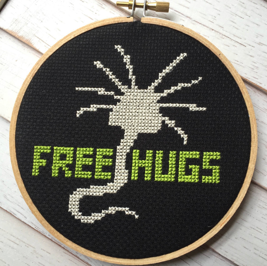“Free Hugs” Alien Cross Stitch Kit